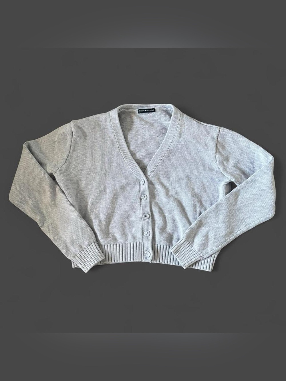 Brandy Melville light blue grayish cardigan with button-up front ribbed cuffs